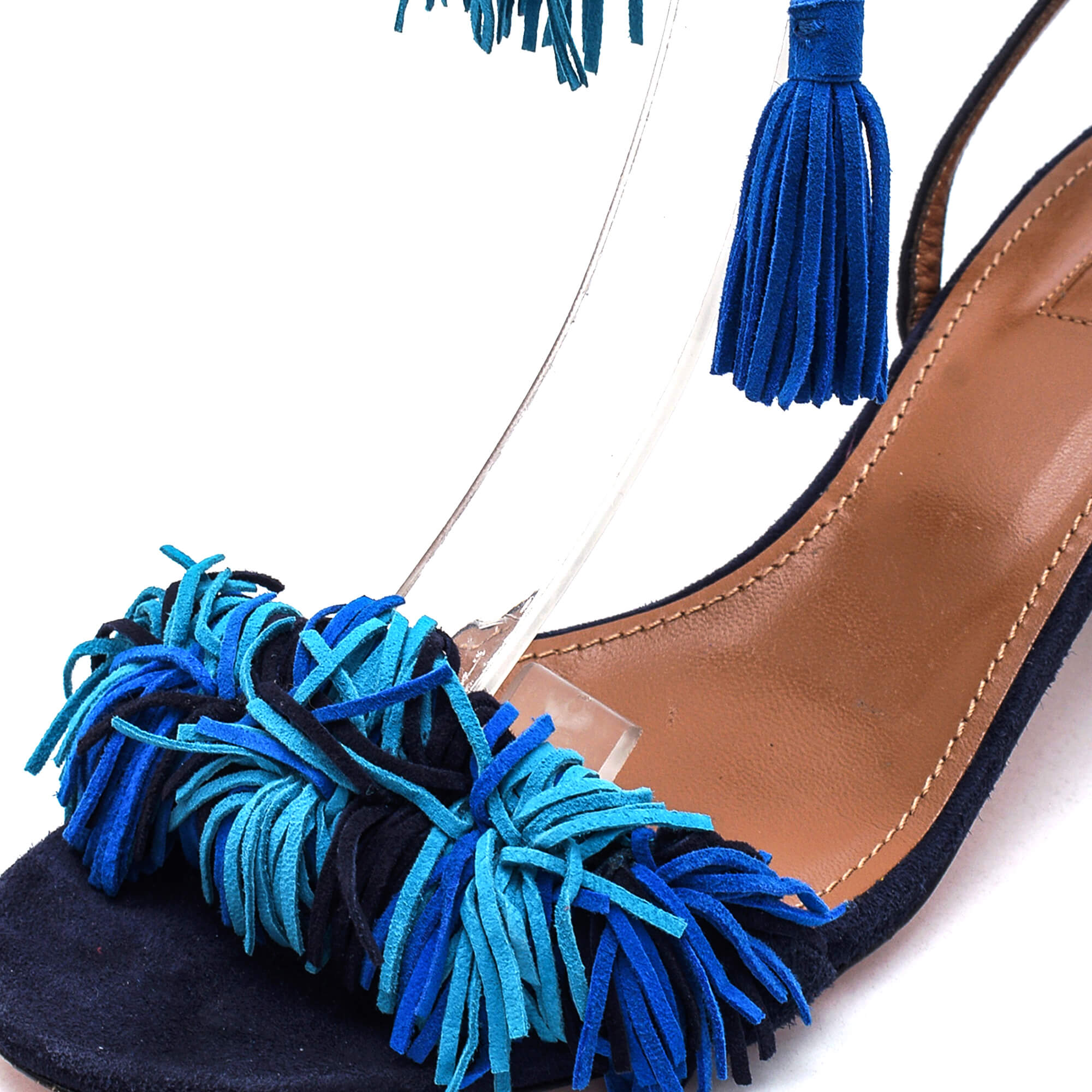 Aquazzura - Black&Blue Suede Fringee Pumps Sandals